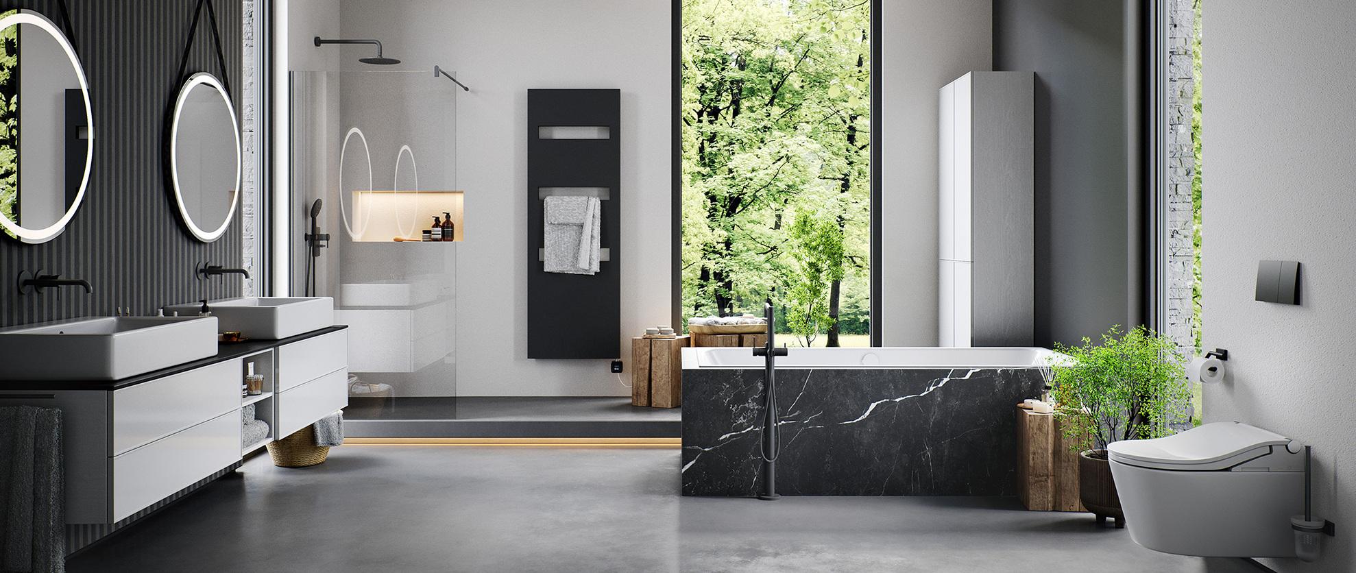 Optima X Miliieu Bad mit Blick ins Grüne